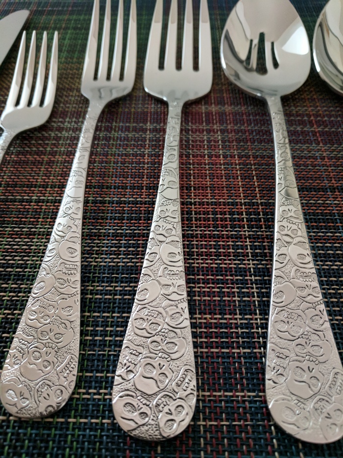 Once upon a time on wedding cutlery... - Fork, Cover, Scull, Silver