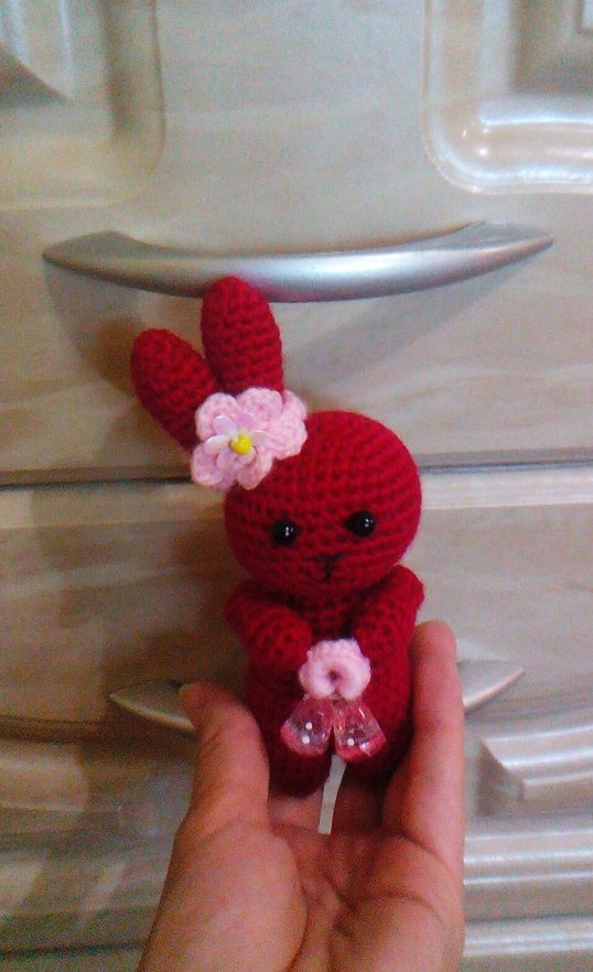 Bunny for a girl - My, Hare, Knitted toys, Crochet, Amigurumi, , Longpost