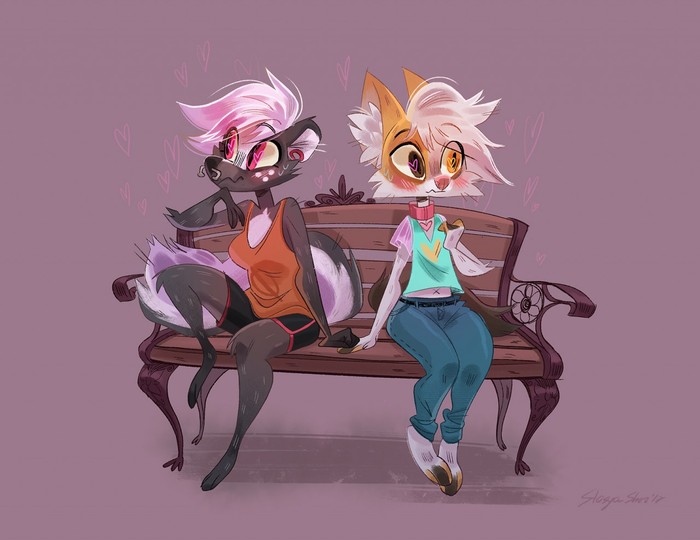 Kiss already! - Furry, Art, Stasya Sher, Benches