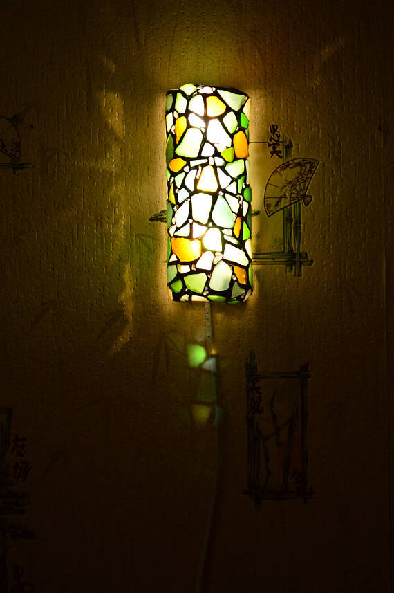 Sconce bottle - My, Needlework with process, Rukozhop, Stained glass, Sea glass, Lamp, Longpost