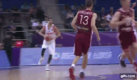 Latvian cheerleader parodies Timofey Mozgov - Basketball, Russian team, , Болельщики, Girls, Simulation, GIF