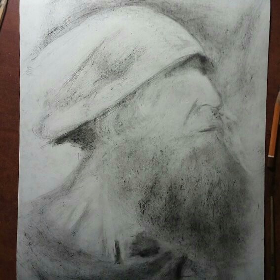 Old man - My, Portrait, Artist, Dry brush, Beard, Longpost