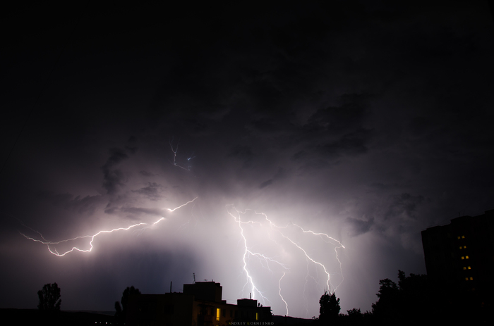 Night sky with mesmerizing lightning - My, Lightning, Sky, The photo, My