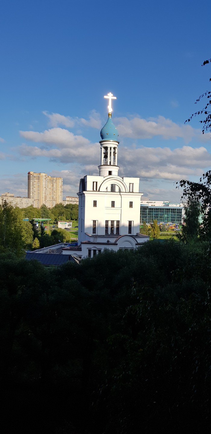 View from the window. - My, The photo, Saint Petersburg, Church, The sun