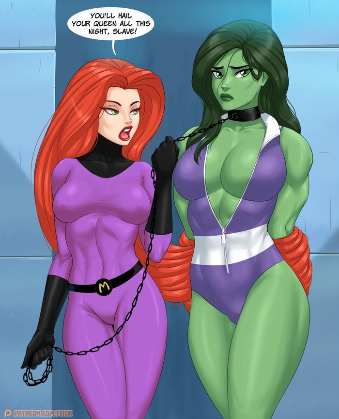 Medusa and She-Hulk - Flick-the-thief, Marvel, Art, NSFW