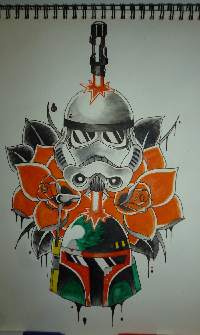 Hello everyone! And now I decided to draw again... - My, Star Wars, Drawing, Watercolor, Creation