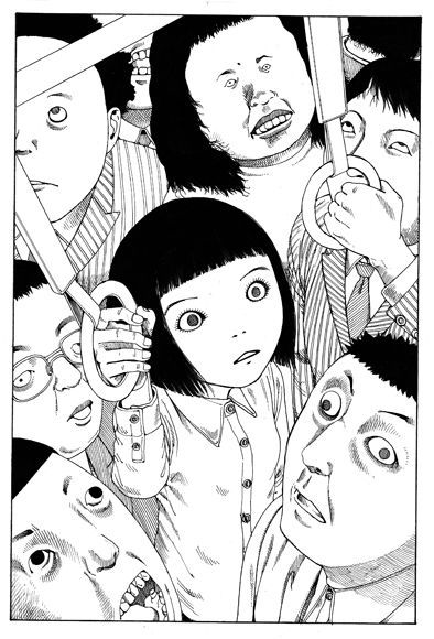 Типичное утреннее метро. - Shintaro kago, Метро, Поезд, Рисунок