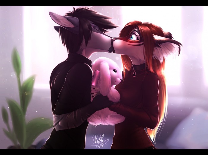 sudden kiss - Furry, Anthro, Art, Nelly63