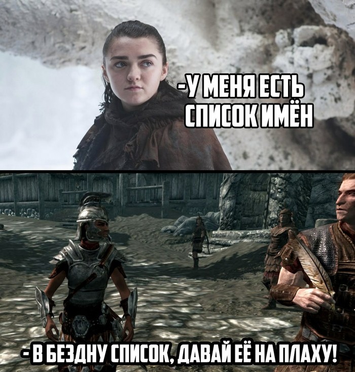 В бездну список... - Игра престолов, The Elder Scrolls V: Skyrim