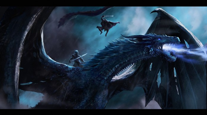 Air battle between Jon Snow and the Night King - Game of Thrones, Spoiler, King of the night, Jon Snow, Viserion