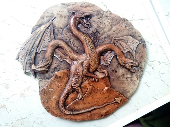 Serpent Gorynych: 3 - My, Ceramics, Burning, Glaze, Clay, Лепка, The Dragon, Dragon, Russian tales