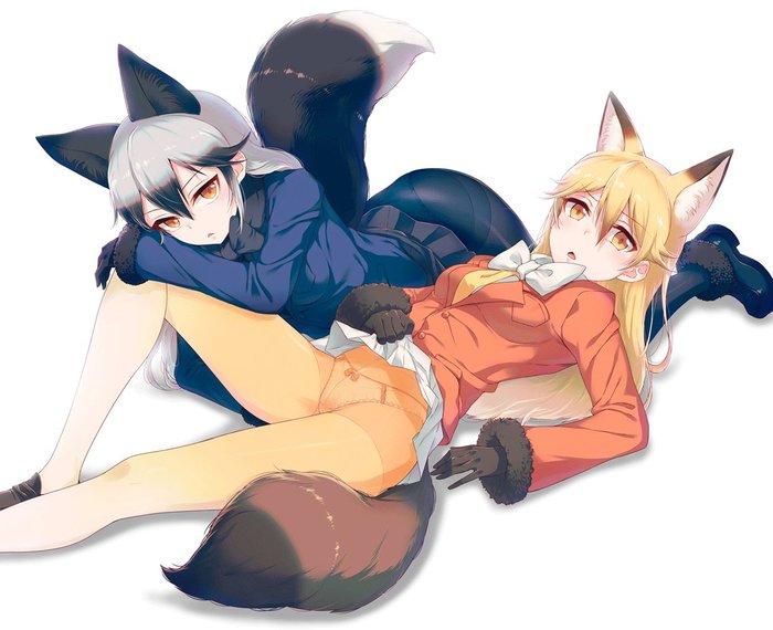 Anime Art - Anime art, Anime, Kemono friends, Ezo Red Fox, Silver Fox, Tights, Kitsune