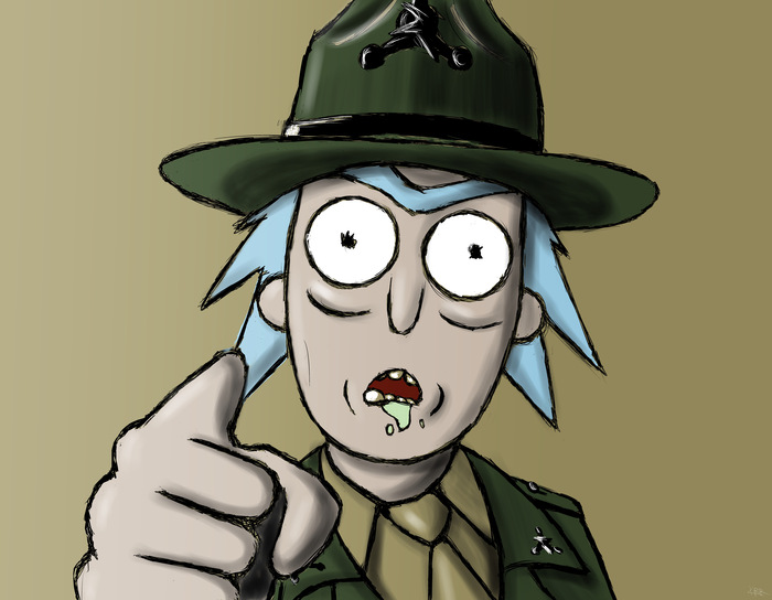 Sergeant Rick Sanchez - My, Rick and Morty, Full Metal Jacket, Drawing, Sergeant Hartman