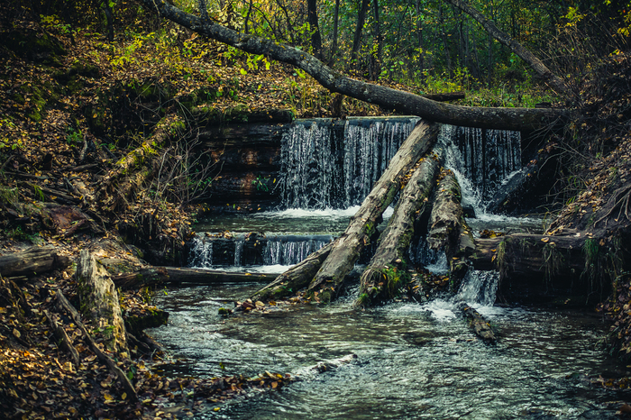 Waterfall - My, Amur region, Waterfall, Autumn, , Nature, Forest