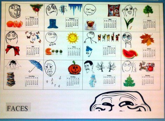 Calendar for 2011 - Trollface, Old games and memes