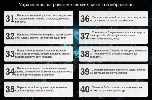 Упражнения на развитие писательского воображения. - Воображение, Писатель, Писательство, Упражнения, Литература, Совет, Длиннопост, Писатели