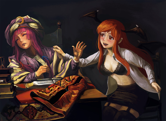 Touhou version of The Steadfast Philosopher - NSFW, Touhou, Parody, Fine Art parody, , Anime, Not anime, Patchouli Knowledge, Koakuma