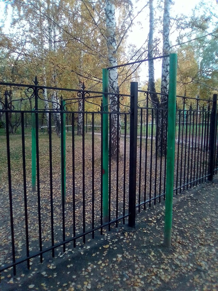 Play sports kids! - Horizontal bar, Fence, My, Humor, Novosibirsk