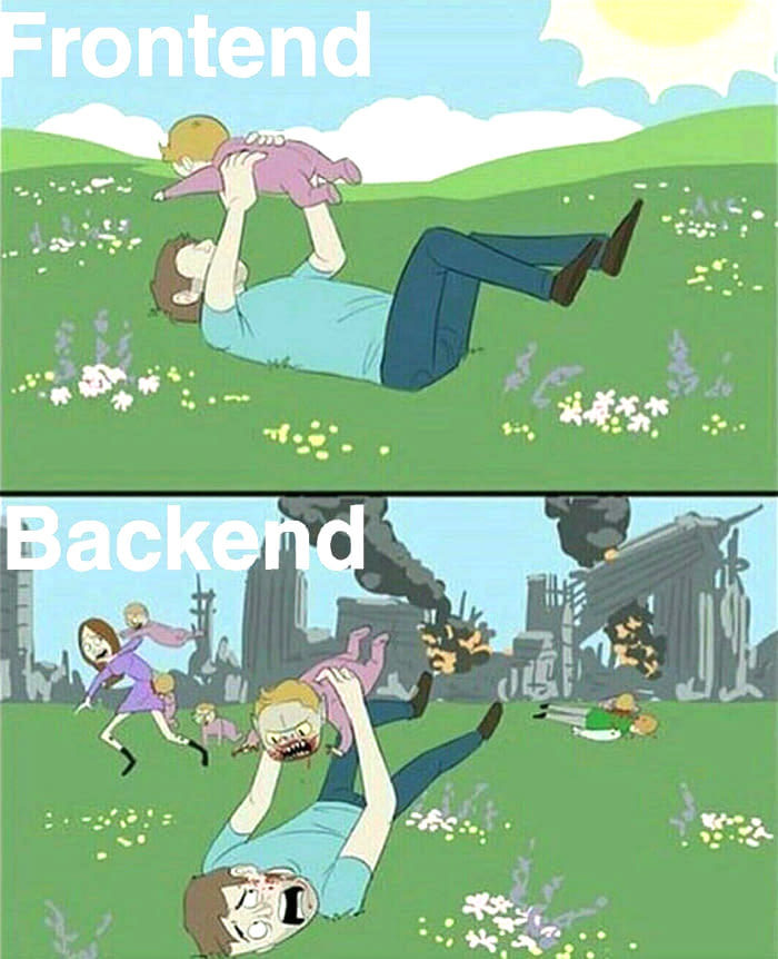 Frontend vs Backend - Images, Programming, 9GAG