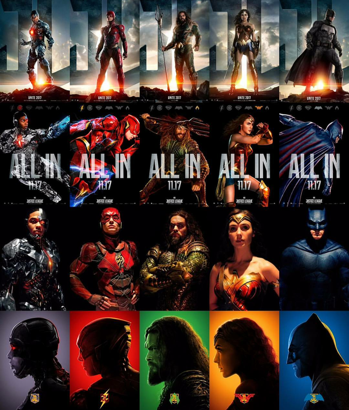 Все постеры грядущего фильма DC Comics "Лига Справедливости"