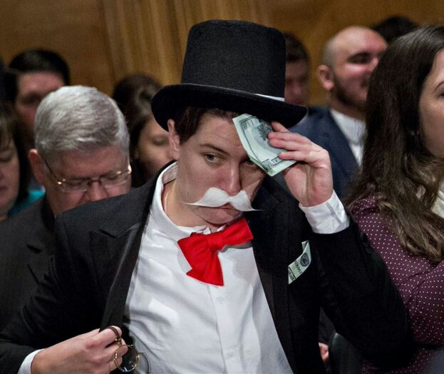 The girl came to the hearing in the US Congress in the costume of a man from the game Monopoly - U.S. Congress, Monopoly, Cosplay, 