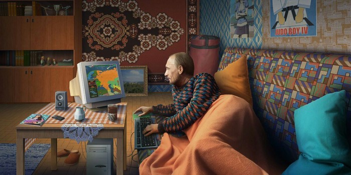 Work from home - Vladimir Putin, House, Sofa