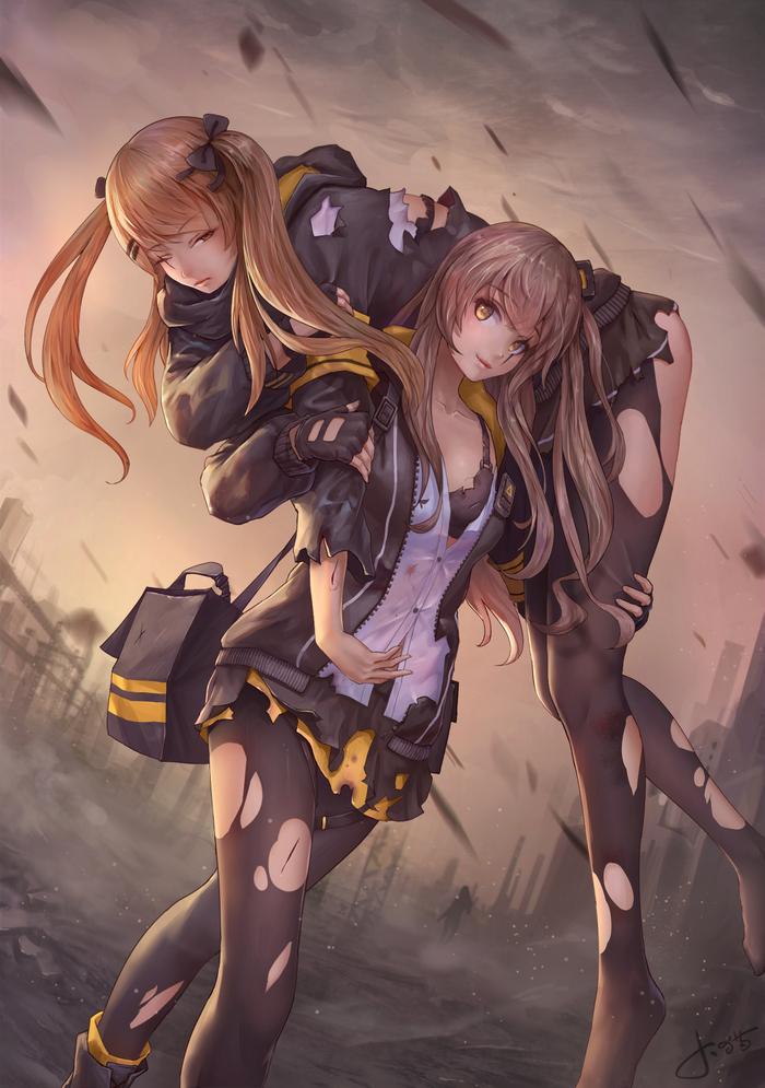 UMP45 wa UMP9 to ) , Anime Art, Girls Frontline, Ump45, Ump9, Pixiv, Anime style Art, Game Art