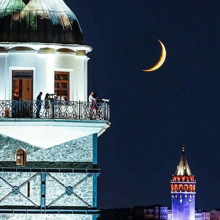 Maiden Tower and Galata - The photo, Istanbul, Galata, Maiden Tower, Night, Beautiful view