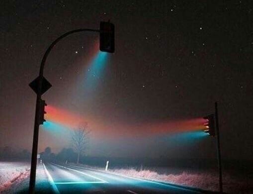 Long exposure traffic light - Night, Road, Traffic lights