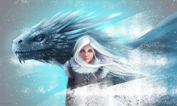 Ice Dragon. Illustration - My, Illustrations, Game of Thrones, George Martin, Ice Dragon, Art, Longpost