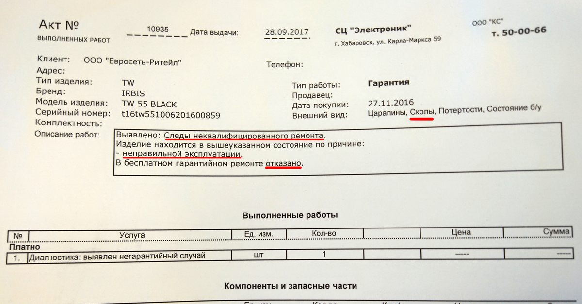 Есть все работы выполнены в. Отказ от гарантийного ремонта. Отказ в ремонте по гарантии. Отказ в гарантийном ремонте. Акт отказа в гарантийном ремонте.