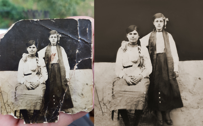 Edited an old family photo - My, Old photo, Restoration, Photo restoration, Retouch, Story, archive