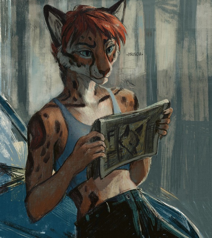 Reading - Furry, Art, Hriscia, Portrait