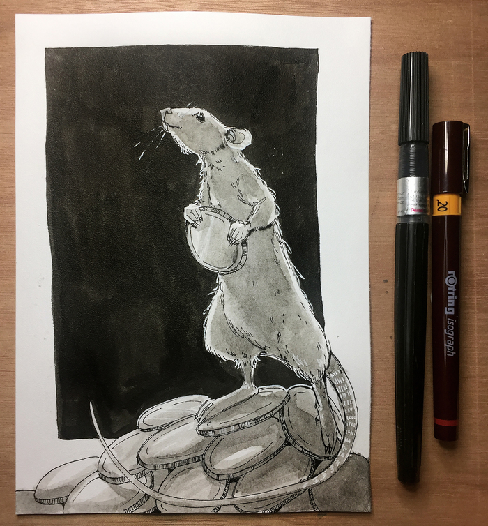 I draw a rat - My, Video, Inktober, Drawing, Rat, Images, Art