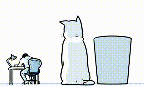 When there is no time to be bored - cat, Trash can, Paper, Writer, Looped, GIF, 9GAG, Writers