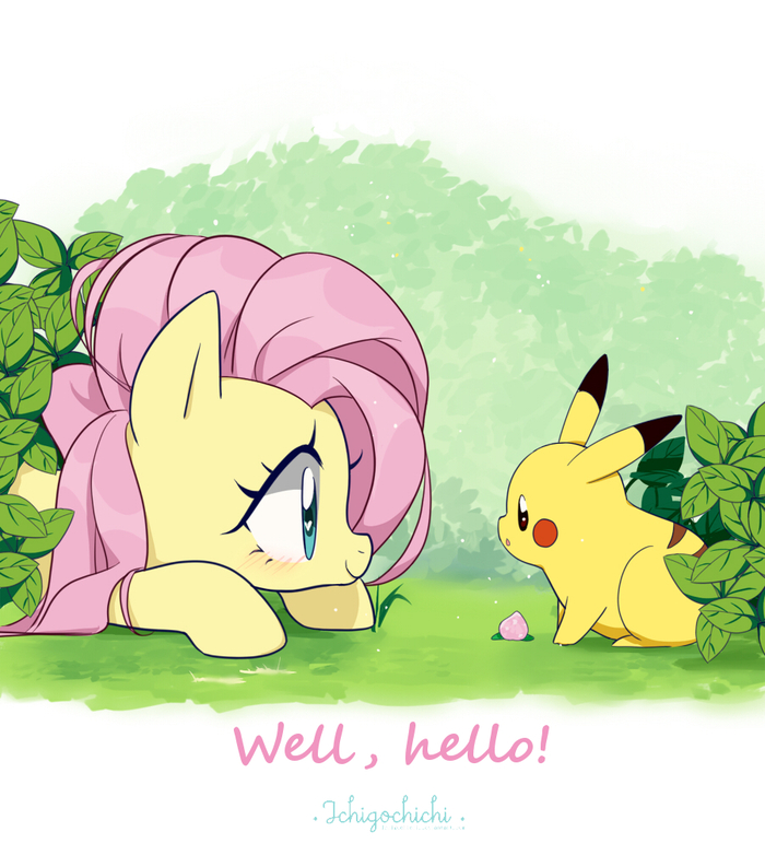 Greetings - My little pony, Fluttershy, Pokemon, Pikachu, Crossover