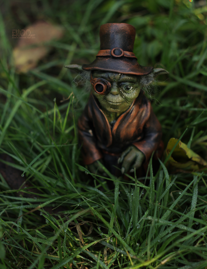 Steampunk Yoda. Figurine made of polymer clay 12.5 cm high. - My, Yoda, Star Wars, 