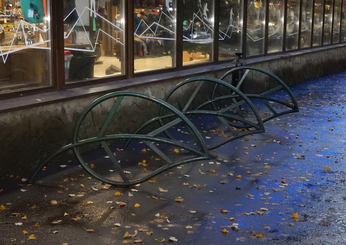 Leaves - My, Moscow, Bicycle parking, Leaves, Creative, Metal structures, Steel, Design, A bike