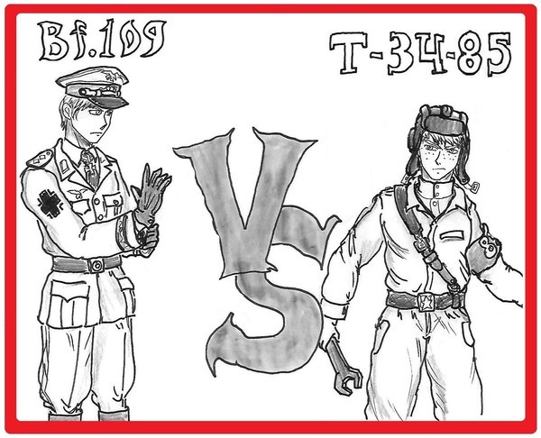 Comparison of the Bf. - Humor, Humanization, Rave, Drawing, t-34-85, Bf109, Tanks, Longpost