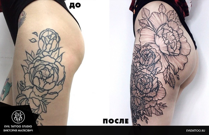 Correction of the old partak named after K. Kuntsevich - NSFW, My, , , , , Overlap, Tattoo removal, , 