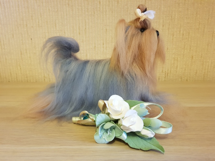 Yorkshire Terrier. Made in the technique of dry felting. Interior toy. - My, Yorkshire Terrier, Dogs and people, Dog, Animals, Handmade, Author's toy, Longpost