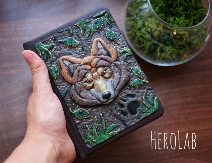 The story of my first notebook, or rather the first cover. - My, Longpost, Handmade, History of creation, Notebook, Wolf, Fantasy, Story, Polymer clay