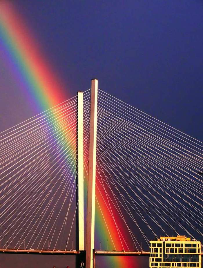 Rainbow on the Golden Bridge - Bridge, Vladivostok, Rainbow