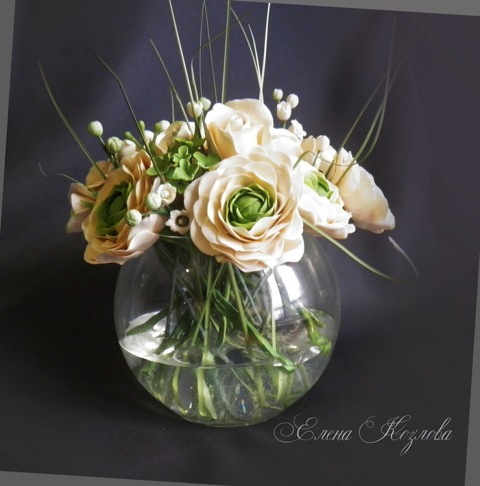 There was a bride's bouquet) and the composition became. - My, The bride's bouquet, Transformation, Polymer clay, , , Handmade, Souvenirs, Longpost