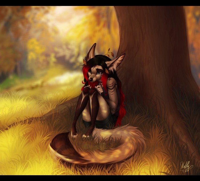 Alone in the forest - Furry, Art, Forest, Autumn, Nelly63, Video