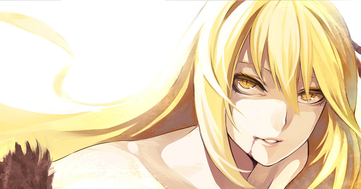 Персонажи с желтыми волосами. Моногатари Киссшот. Kiss shot Acerola Orion Heart under Blade. Shinobu Oshino. Шинобу и каноэ.