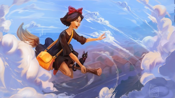 Kiki's Delivery Service (My first art after a break) - My, Kiki's delivery service, Anime, Fan art, Creation, Studio ghibli, Hayao Miyazaki, Drawing