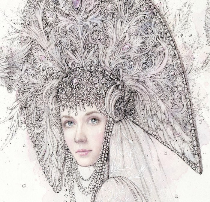 Princess - Russian tales, Queen, Kokoshnik, Drawing, Art, Images, Girls, Portrait