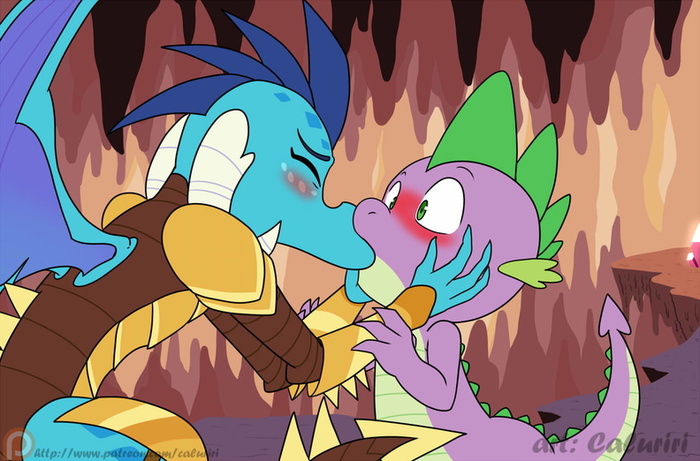 Kiss - Spike, Princess ember, My little pony, The Dragon, Shipping