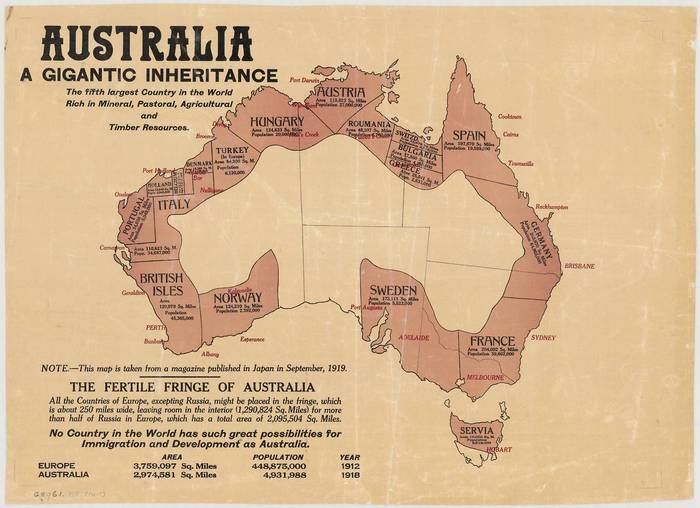 How big is Australia. - From the network, Australia, Cards, 1919